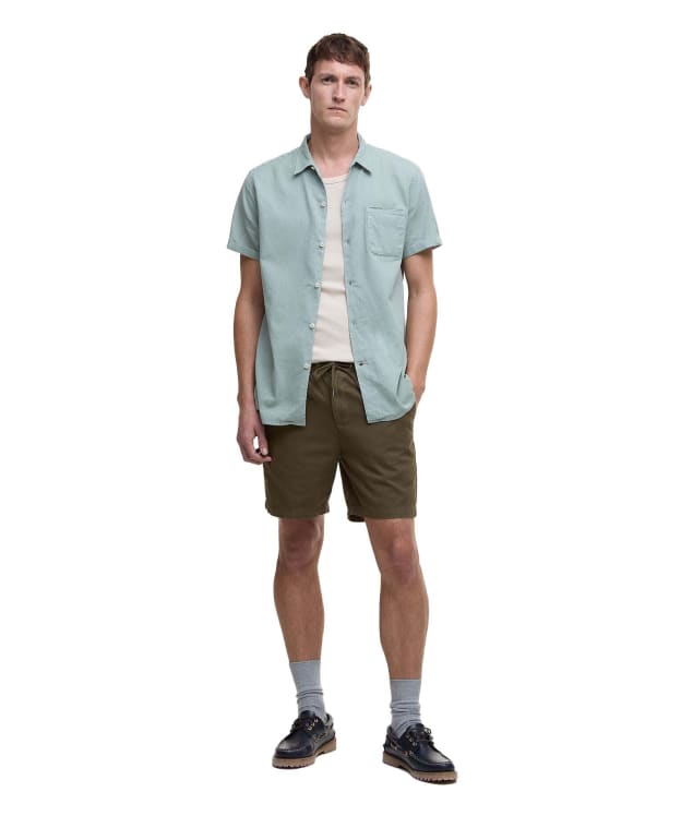 Men's Barbour Washed Oxford Relaxed Shorts - Uniform Green
