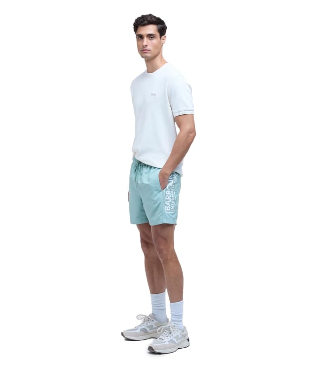 Men's Barbour International Large Logo Swim Shorts - Granite Green