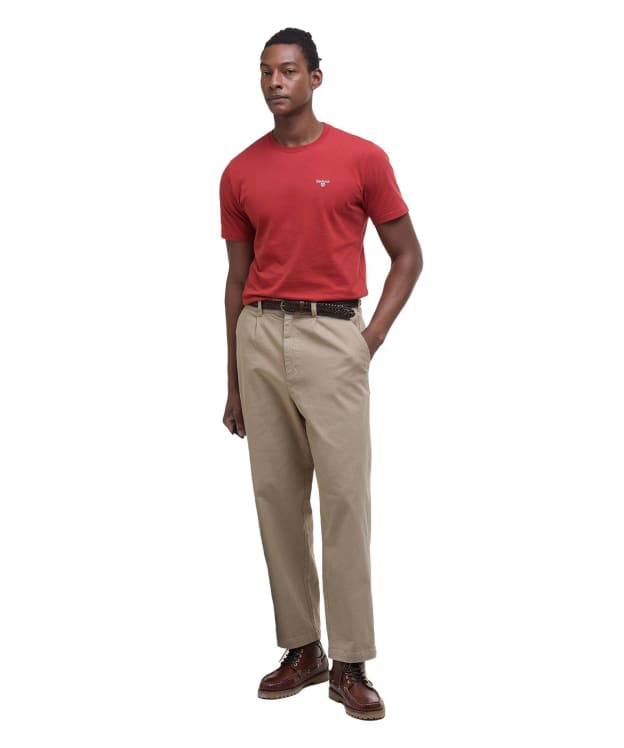 Men's Barbour Washed Stretch Twill Relaxed Fit Trouser - Washed Stone