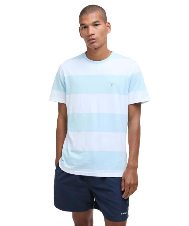 Men's Barbour Whalton Stripe Short Sleeve Cotton T-Shirt - Pale Sky