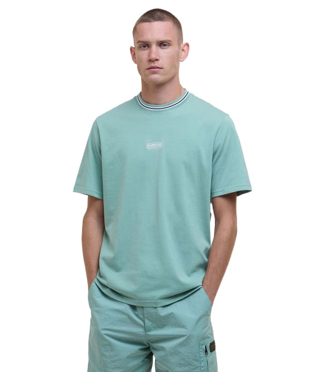Men's Barbour International Central Logo Tipped T-Shirt - Granite Green
