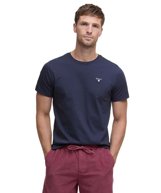 Men's Barbour Tartan Trim Pique T-Shirt - Navy