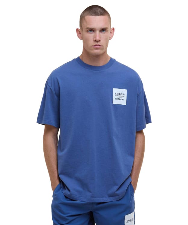 Men's Barbour International Micro Block Graphic Oversized T-Shirt - North Sea Blue