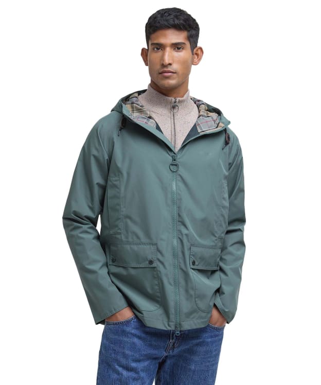 Men's Barbour Hooded Domus Waterproof Jacket - Vintage Teal / Dress Tartan