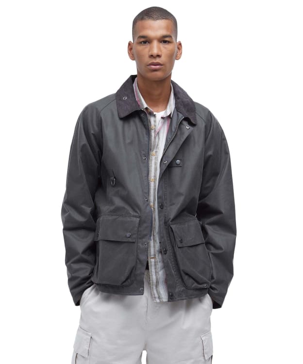 Men's Barbour Utility Spey Waxed Cotton Jacket - Charcoal