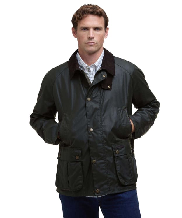 Men's Barbour Halton Waxed Cotton Jacket - Fern
