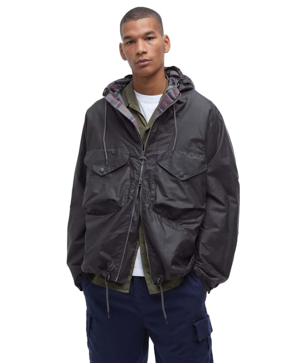 Men's Barbour Utility Sapper Waxed Jacket - Charcoal