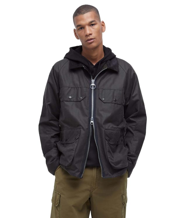 Men's Barbour Re-Engineered Short Bedale Waxed Jacket - Charcoal