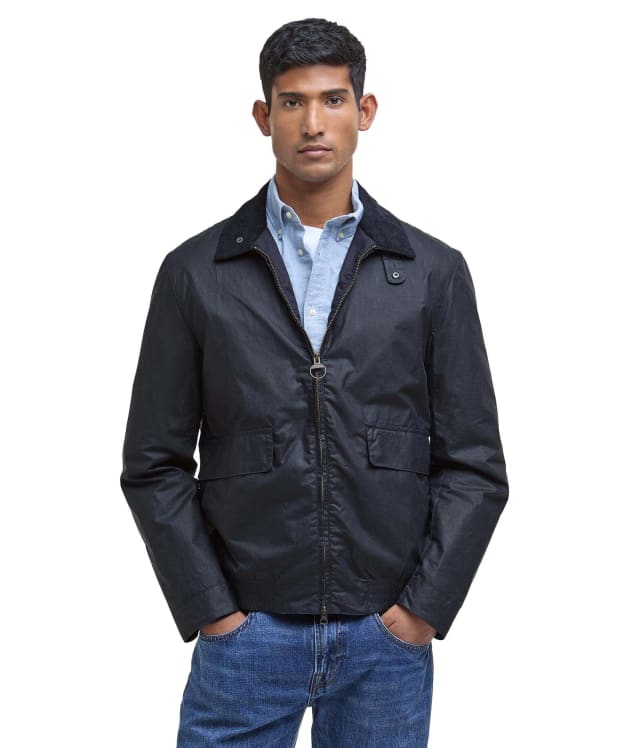 Men's Barbour Newbury Waxed Jacket - Royal Navy / Heritage Check