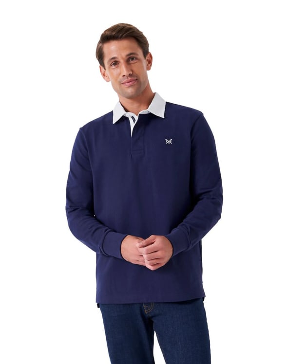 Men's Crew Clothing Long Sleeve Solid Rugby Shirt - Navy