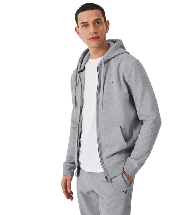Men's Crew Clothing Crossed Oars Zip Through Hoodie - Heritage Grey Marl