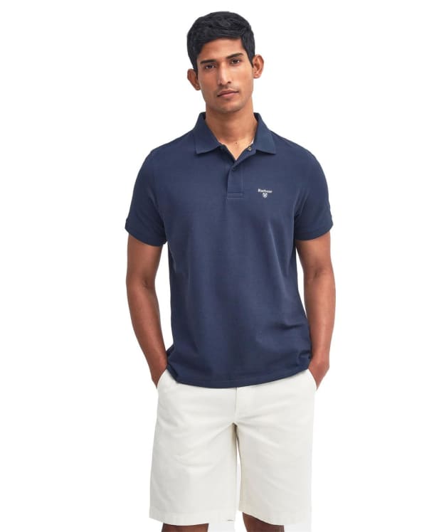 Men's Barbour Lightweight Short Sleeve Sports Cotton Polo Shirt - New Navy