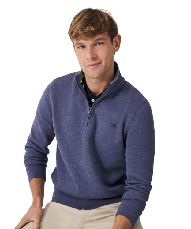 Men's Crew Clothing Classic 1/2 Zip Sweater - Steel Blue Marl