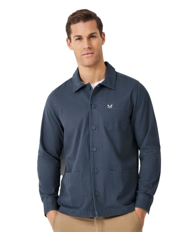 Men's Crew Clothing Jenson Twill Overshirt - Stargazer Blue