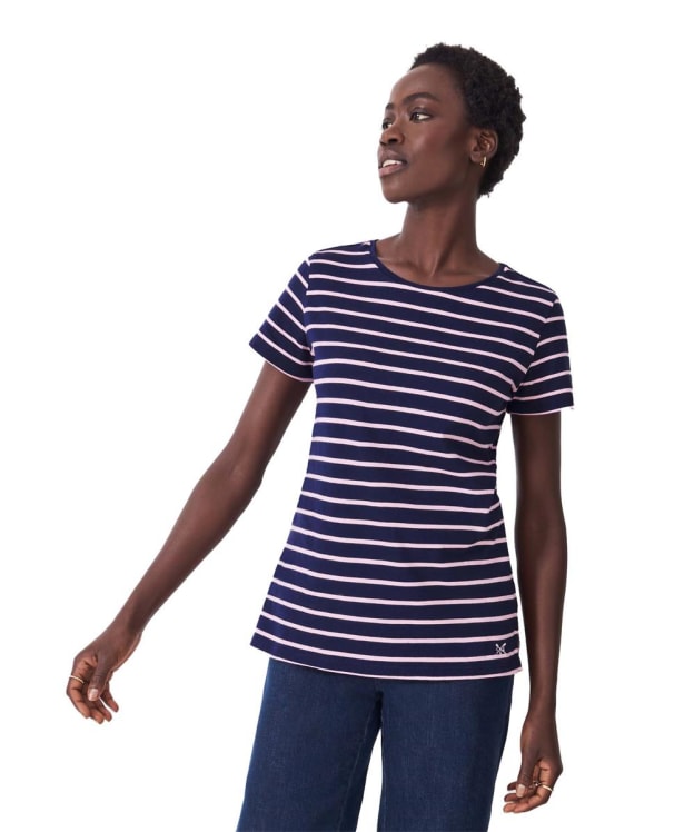 Women's Crew Clothing Breton Short Sleeved T-Shirt - Navy / Pink