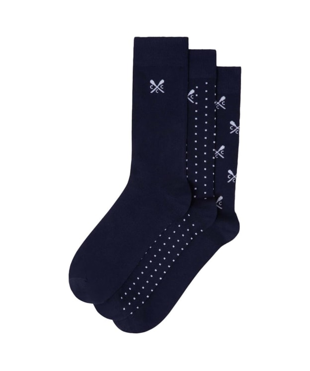 Men's Crew Clothing Bamboo Socks - 3 Pack - Navy / Cross Oars