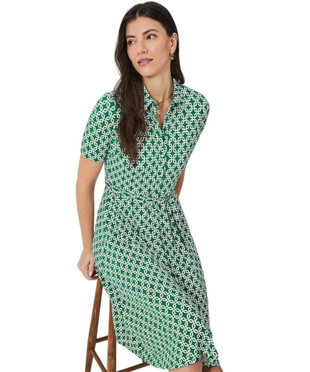 Women's Crew Clothing Emma Jersey Shirt Dress - Green Geometric