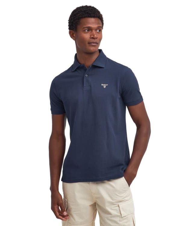 Men's Barbour Lightweight Short Sleeve Sports Cotton Polo Shirt - Navy