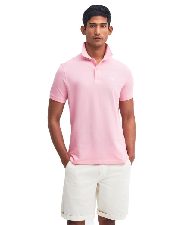 Men's Barbour Lightweight Short Sleeve Sports Cotton Polo Shirt - Pink