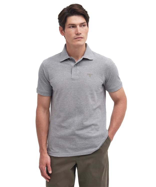 Men's Barbour Lightweight Short Sleeve Sports Cotton Polo Shirt - Grey Marl