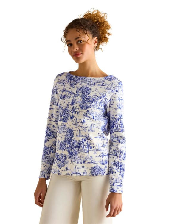 Women's Joules Harbour Printed Top - Blue Toile