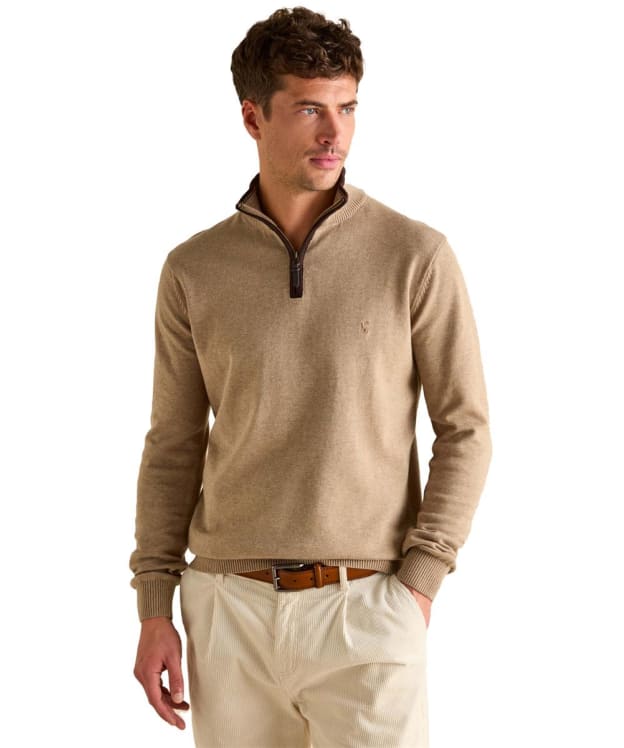 Men's Joules Hillside 1/4 Zip Funnel Neck Jumper - Oatmeal