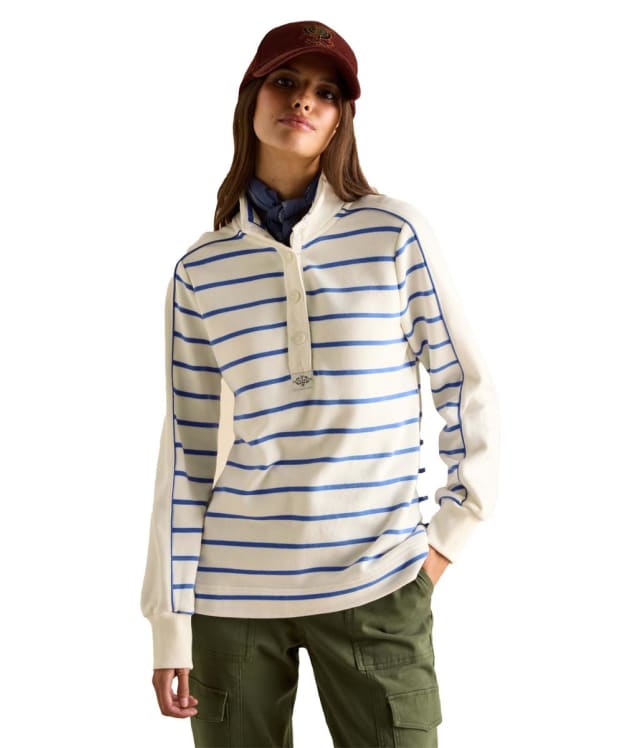 Women's Joules Southwold Funnel Neck Sweatshirt - Creme / Blue