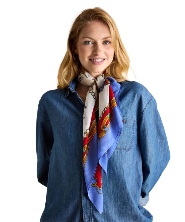 Women's Joules Middleton Viscose Printed Scarf - Blue / Neutral