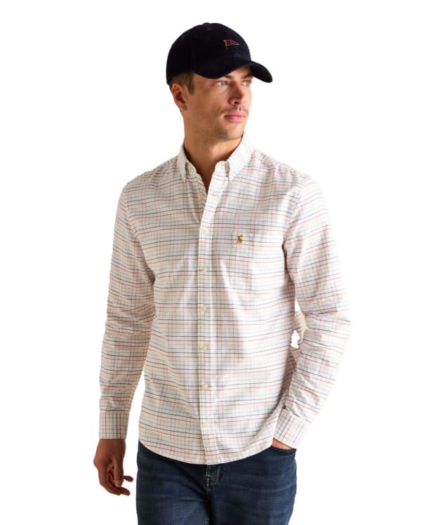 Men's Joules Welford Cotton Check Shirt - White Tattersal