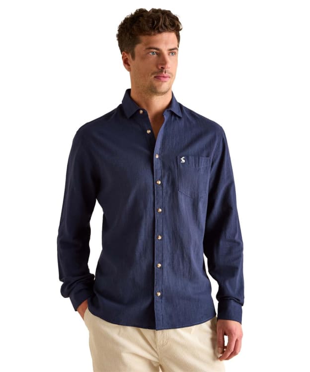 Men's Joules Linen Blend Long Sleeve Shirt - Navy