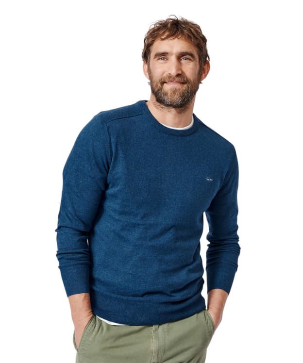 Men's Aubin Fulney Cotton Cashmere Crew Neck Sweater - Navy