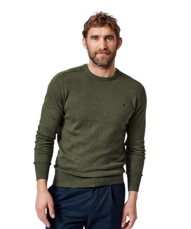 Men's Aubin Fulney Cotton Cashmere Crew Neck Sweater - Khaki