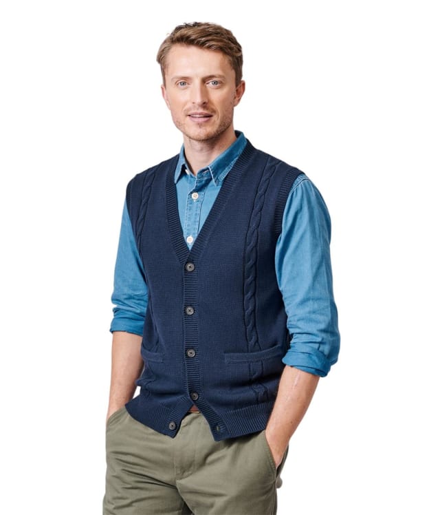 Men's Aubin Croyland Cable Waistcoat - Navy