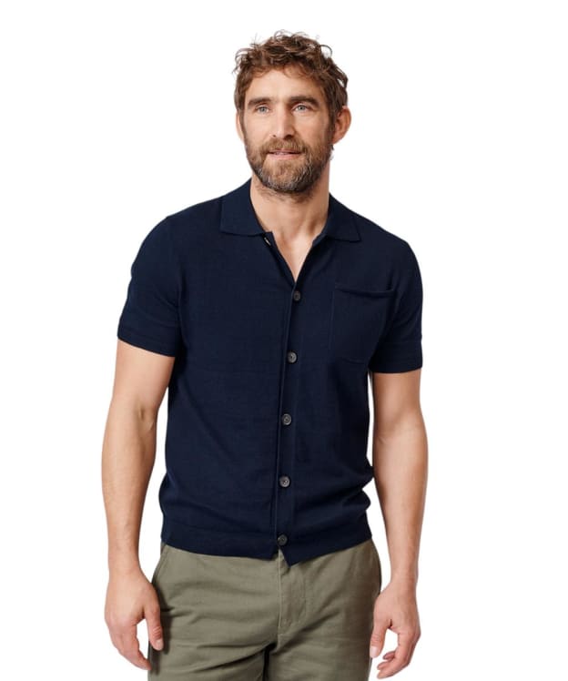 Men's Aubin Keal Button Through Polo Shirt - Navy