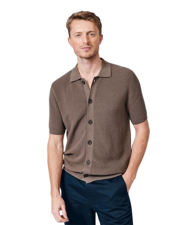 Men's Aubin Keats Button Through Polo Shirt - Taupe