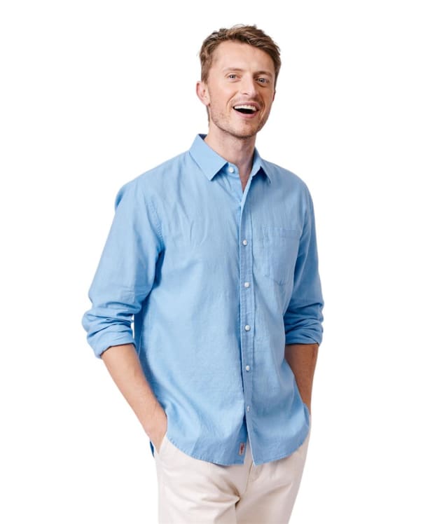 Men's Aubin Grainsby Linen Cotton Long Sleeve Shirt - Pale Blue