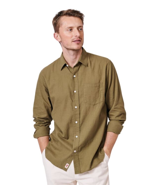 Men's Aubin Grainsby Linen Cotton Long Sleeve Shirt - Khaki