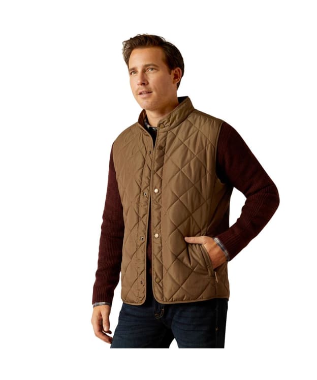 Men’s Ariat Woodside Vest Gilet - Camel Herringbone
