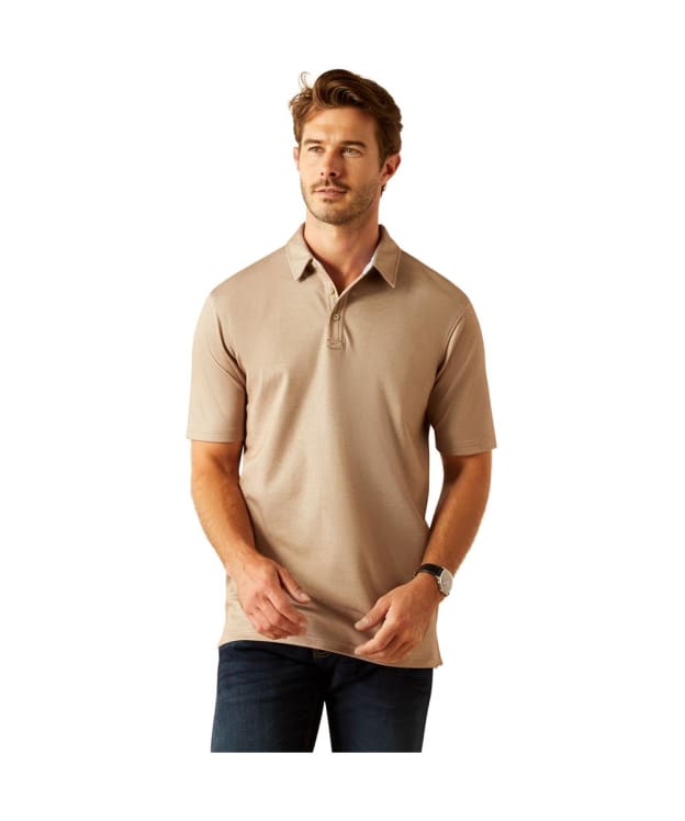 Men’s Ariat Shaldon Tailored Fit Pique Polo Shirt - Silken Brown Heather