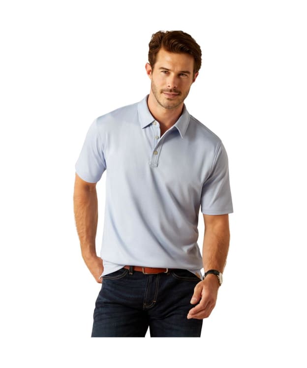 Men’s Ariat Shaldon Tailored Fit Pique Polo Shirt - Chambray Blue Heather