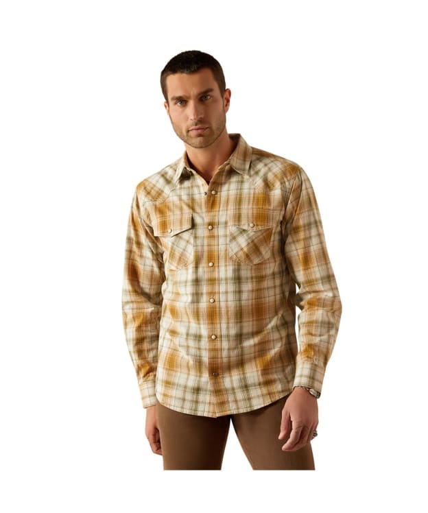 Men’s Ariat Halston Retro Fit Western Shirt - Khaki