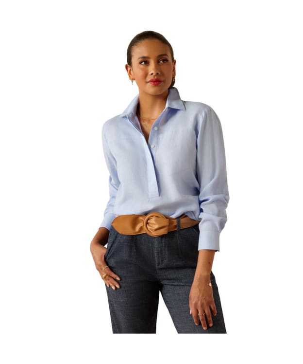 Women's Ariat Pocklington Linen Blouse - Blue Chambray