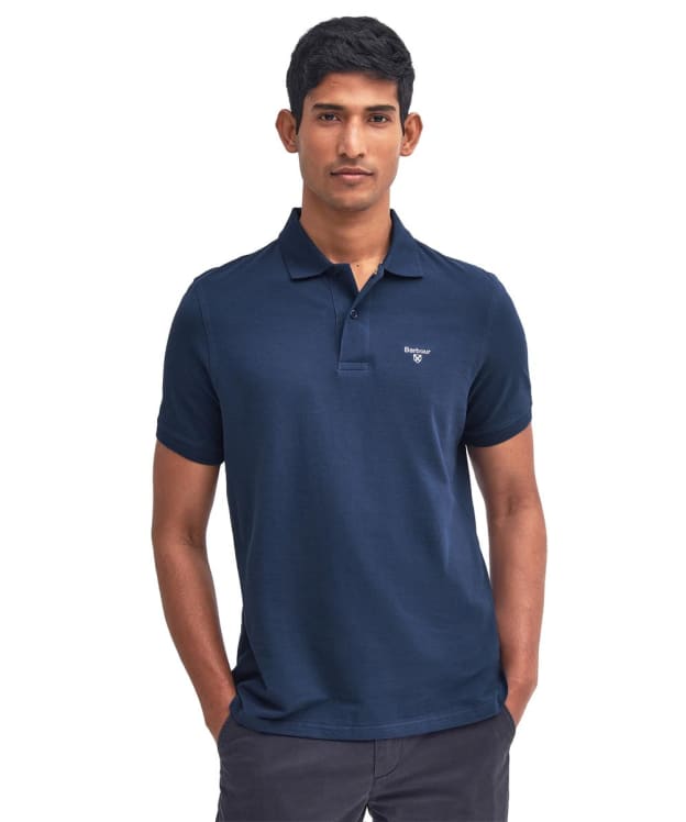 Men's Barbour Lightweight Short Sleeve Sports Cotton Polo Shirt - Deep Blue