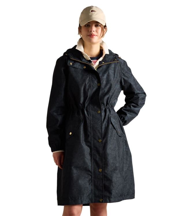 Women's Joules Holkham Waterproof Packable Raincoat - Navy Paisley