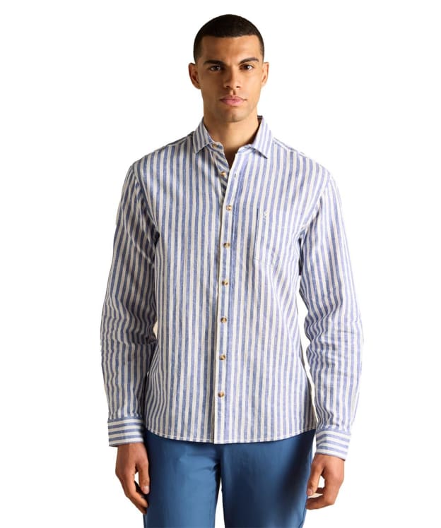 Men's Joules Linen Blend Shirt - Blue Stripe