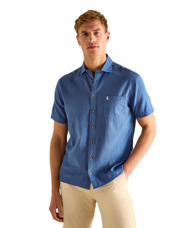 Men's Joules Linen Blend Short Sleeve Shirt - Blue