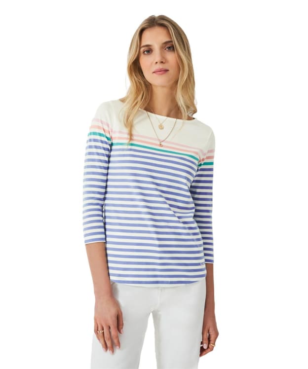 Women's Crew Clothing Essential Breton Top - Peach / Water / Blue