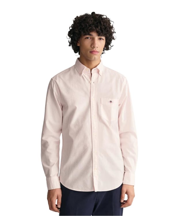 Men's GANT Regular Long Sleeve Oxford Banker Stripe Shirt - Light Pink