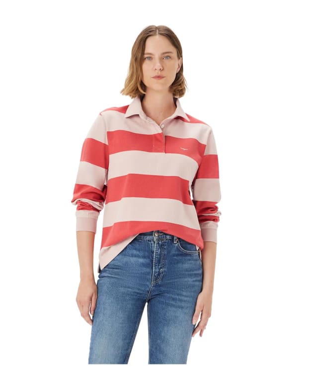 Women's R.M. Williams Narran Stripe Rugby Shirt - Shell Pink