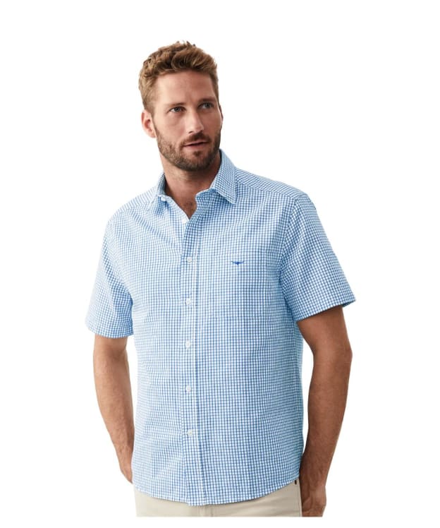 Men's R.M. Williams Hervey Short Sleeve Shirt - White / Blue